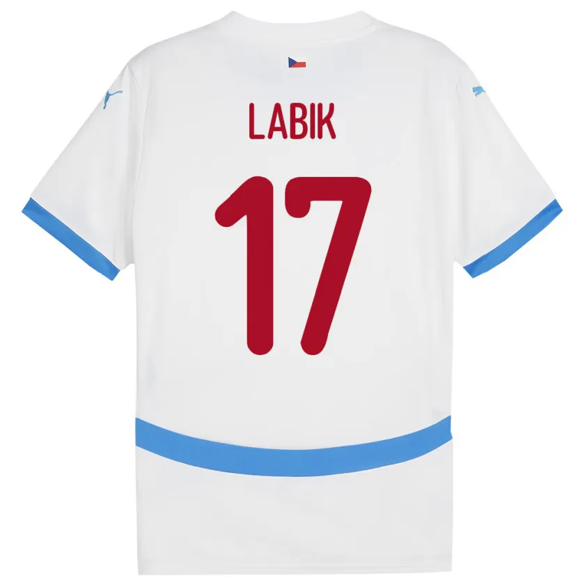 Danxen Barn Tsjekkia Albert Labik #17 Hvit Bortetrøye Drakt Trøye 24-26 Skjorter T-Skjorte