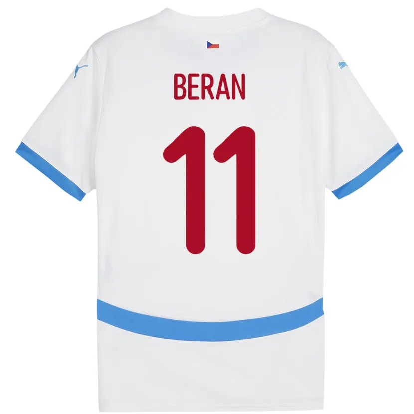 Danxen Barn Tsjekkia Stepan Beran #11 Hvit Bortetrøye Drakt Trøye 24-26 Skjorter T-Skjorte