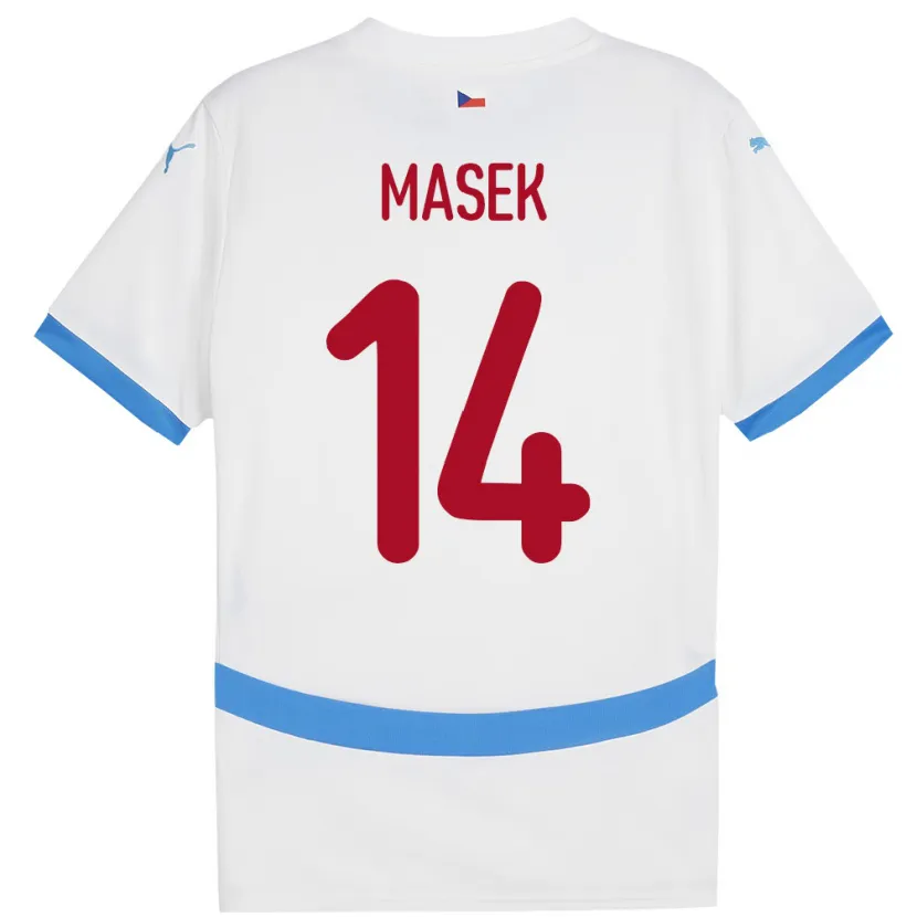 Danxen Barn Tsjekkia Lukas Masek #14 Hvit Bortetrøye Drakt Trøye 24-26 Skjorter T-Skjorte