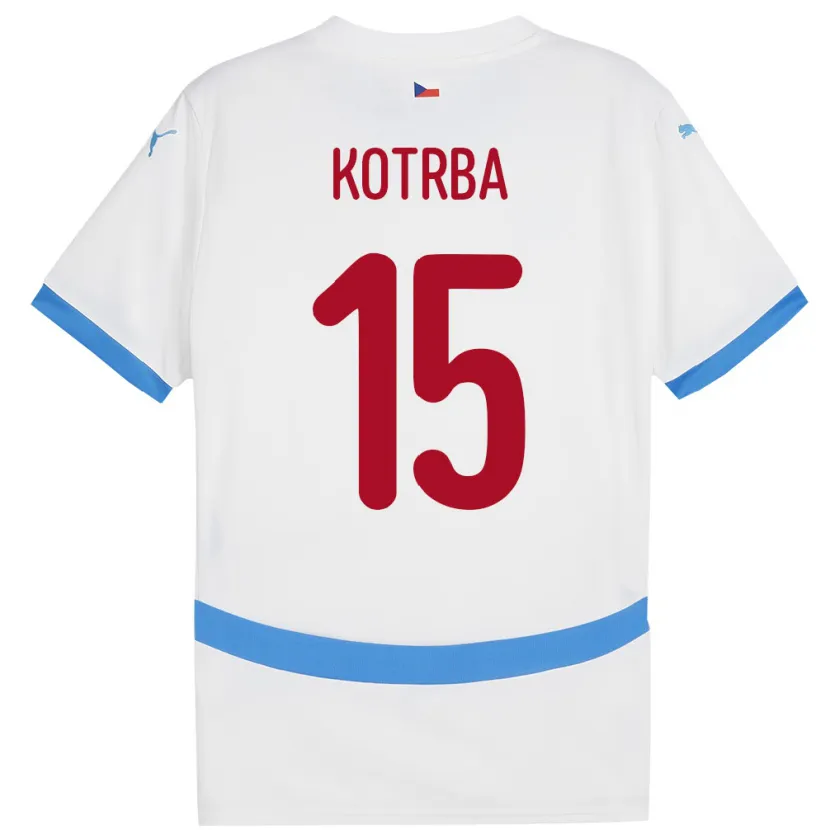 Danxen Barn Tsjekkia Damian Kotrba #15 Hvit Bortetrøye Drakt Trøye 24-26 Skjorter T-Skjorte