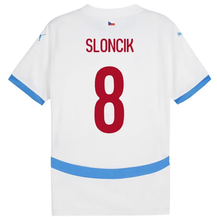 Danxen Barn Tsjekkia Simon Sloncik #8 Hvit Bortetrøye Drakt Trøye 24-26 Skjorter T-Skjorte