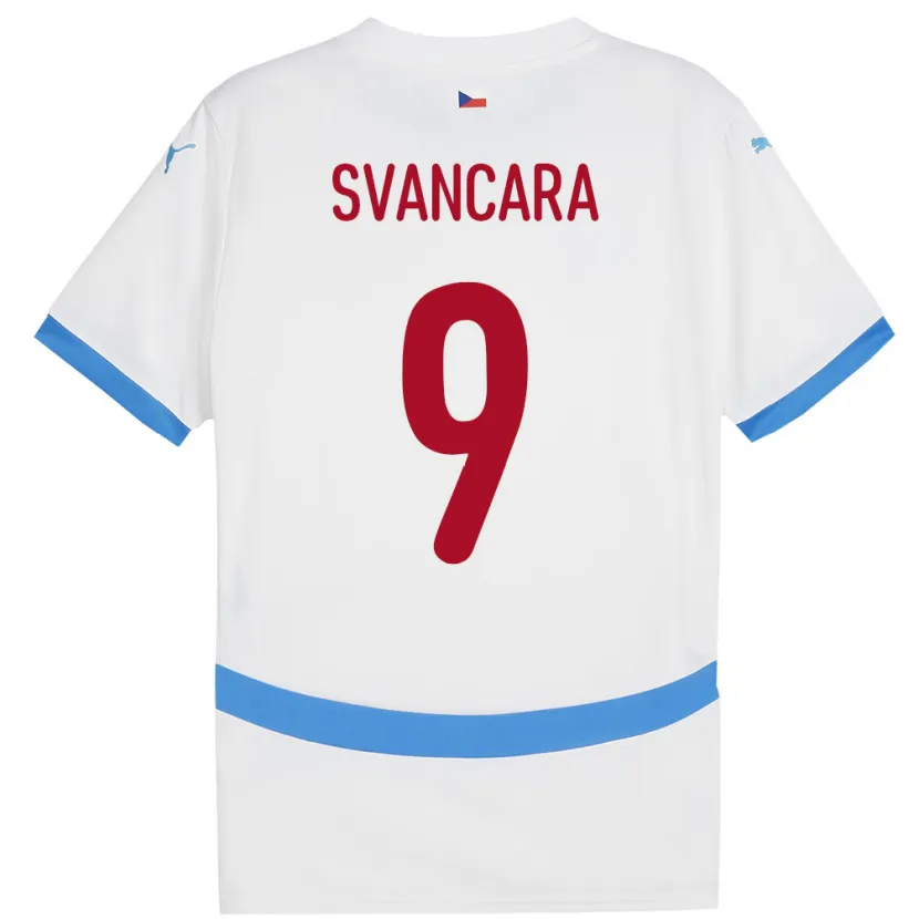 Danxen Barn Tsjekkia Daniel Svancara #9 Hvit Bortetrøye Drakt Trøye 24-26 Skjorter T-Skjorte