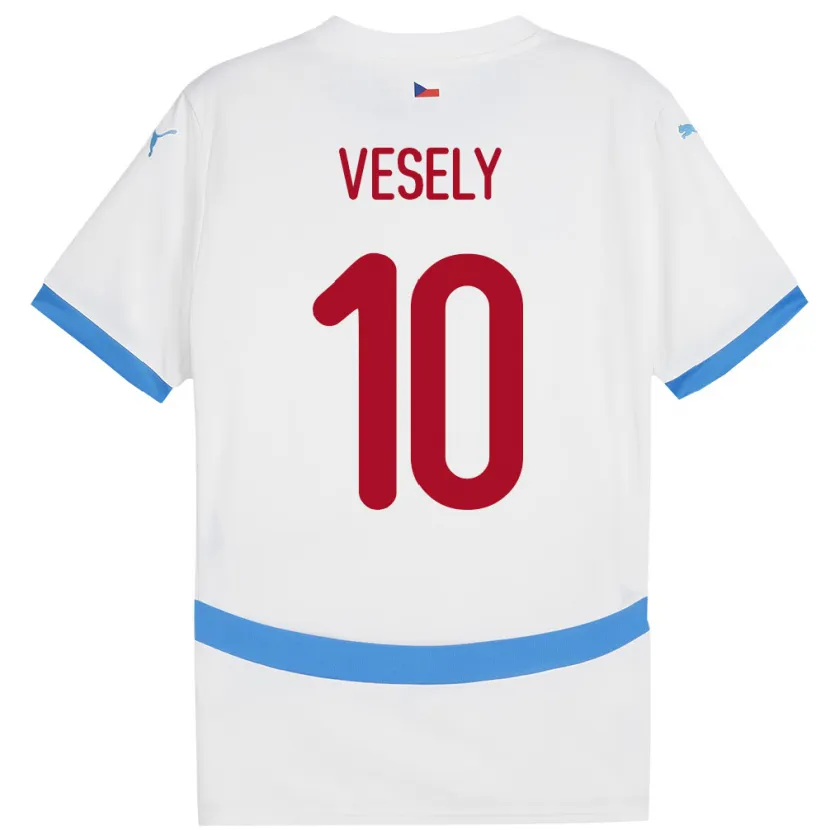 Danxen Barn Tsjekkia David Vesely #10 Hvit Bortetrøye Drakt Trøye 24-26 Skjorter T-Skjorte