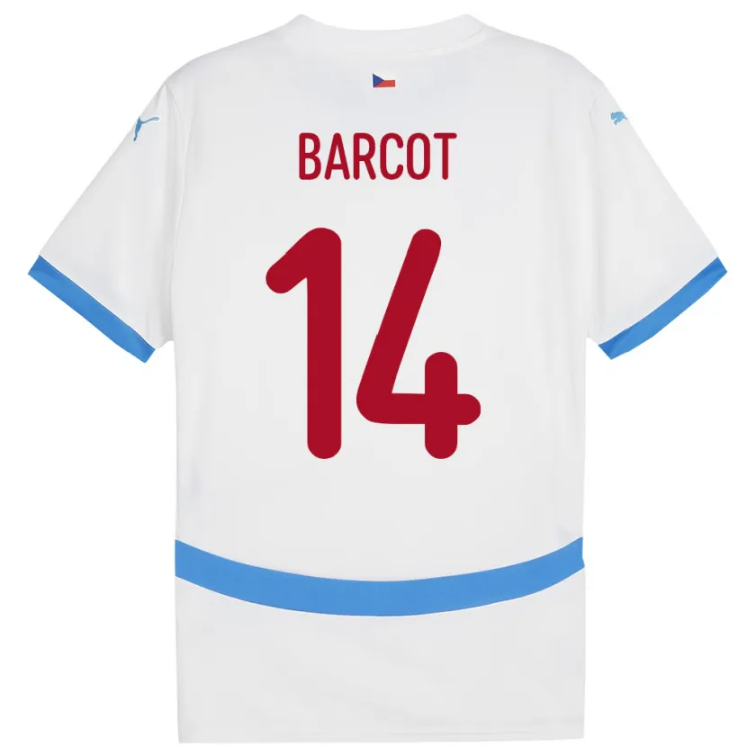 Danxen Barn Tsjekkia David Barcot #14 Hvit Bortetrøye Drakt Trøye 24-26 Skjorter T-Skjorte