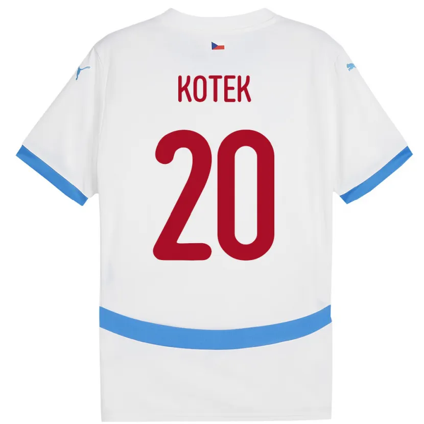 Danxen Barn Tsjekkia Tomas Kotek #20 Hvit Bortetrøye Drakt Trøye 24-26 Skjorter T-Skjorte