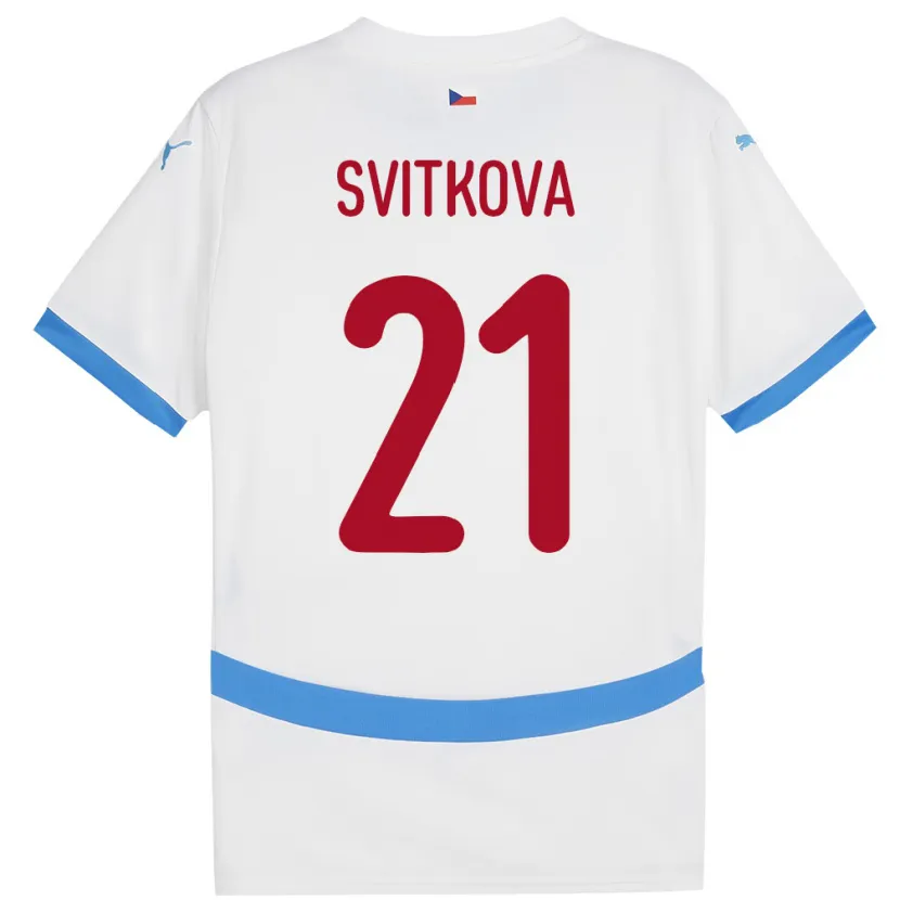 Danxen Barn Tsjekkia Kateřina Svitková #21 Hvit Bortetrøye Drakt Trøye 24-26 Skjorter T-Skjorte