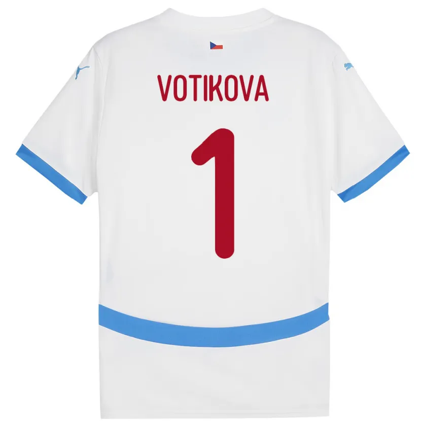 Danxen Barn Tsjekkia Barbora Votíková #1 Hvit Bortetrøye Drakt Trøye 24-26 Skjorter T-Skjorte