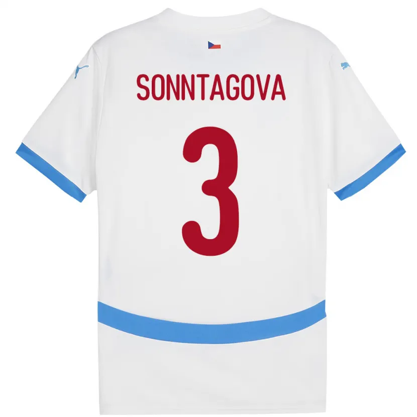 Danxen Barn Tsjekkia Eliška Sonntagová #3 Hvit Bortetrøye Drakt Trøye 24-26 Skjorter T-Skjorte