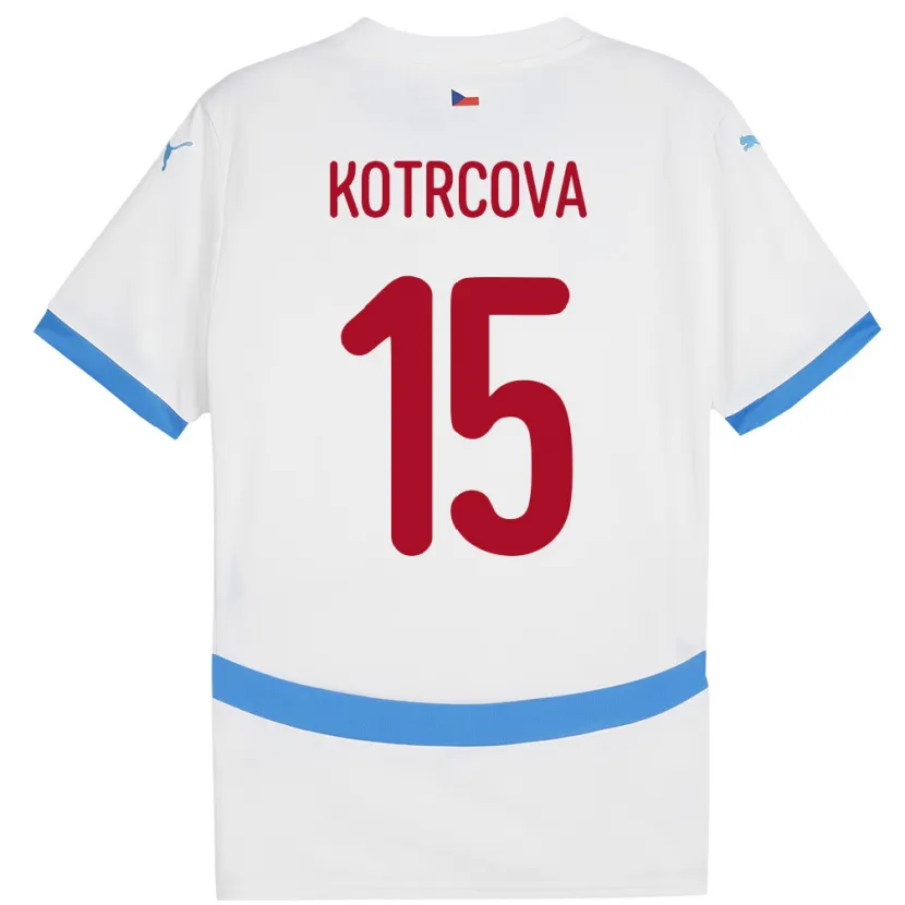 Danxen Barn Tsjekkia Kateřina Kotrčová #15 Hvit Bortetrøye Drakt Trøye 24-26 Skjorter T-Skjorte