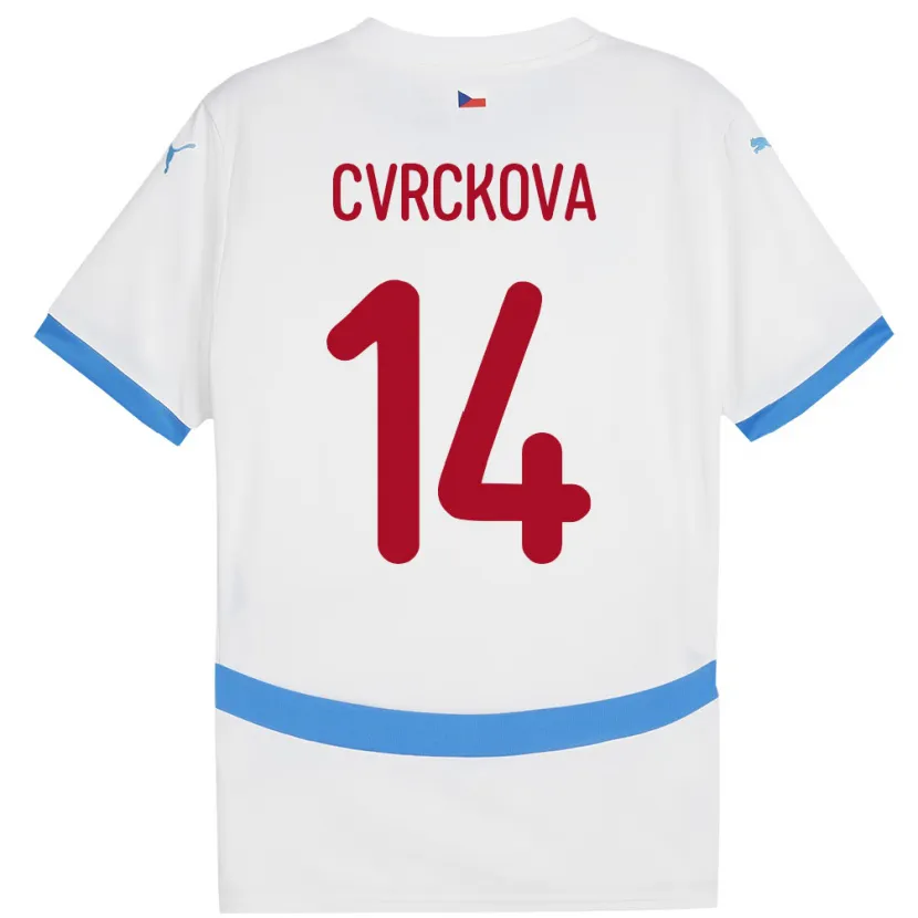 Danxen Barn Tsjekkia Klára Cvrčková #14 Hvit Bortetrøye Drakt Trøye 24-26 Skjorter T-Skjorte