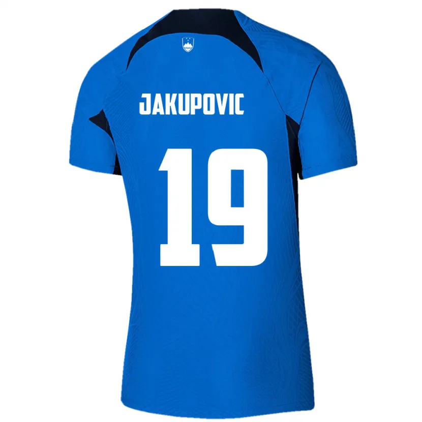 Danxen Barn Slovenia Aldin Jakupovic #19 Blå Bortetrøye Drakt Trøye 24-26 Skjorter T-Skjorte