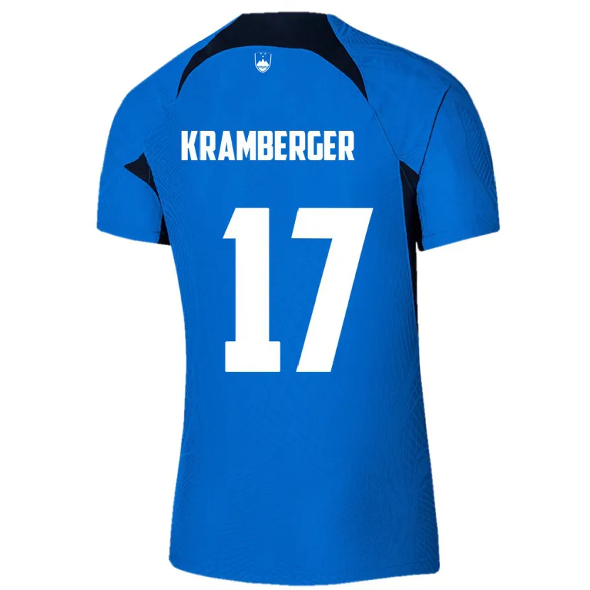Danxen Barn Slovenia Enej Kramberger #17 Blå Bortetrøye Drakt Trøye 24-26 Skjorter T-Skjorte