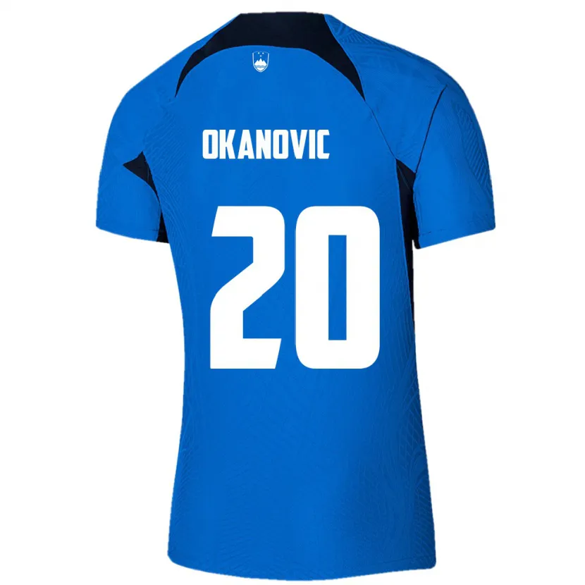 Danxen Barn Slovenia Deen Okanovic #20 Blå Bortetrøye Drakt Trøye 24-26 Skjorter T-Skjorte