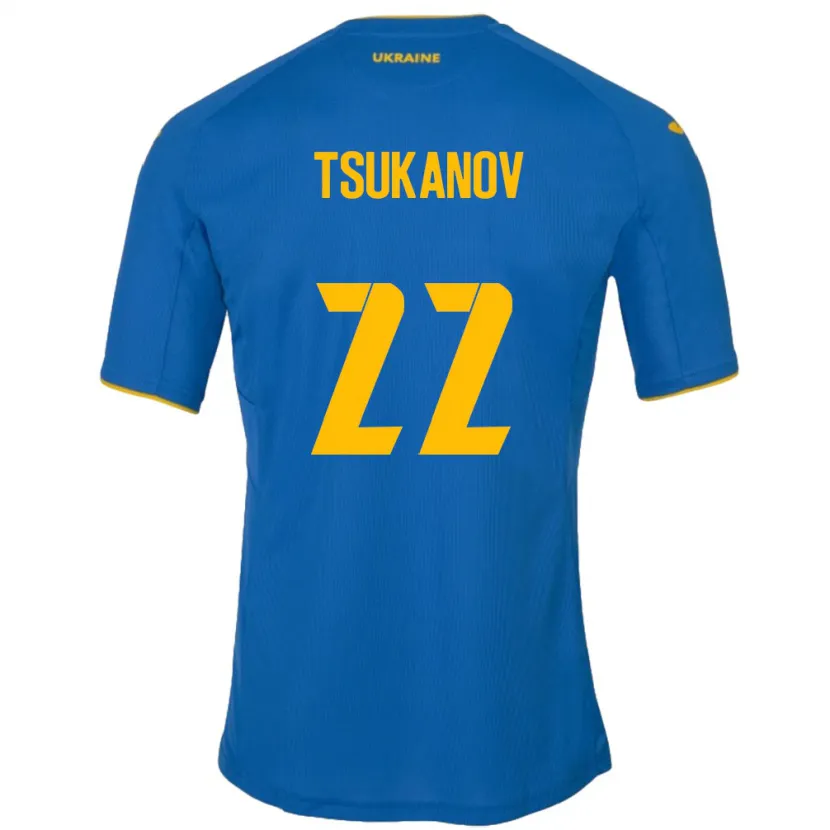 Danxen Barn Ukraina Viktor Tsukanov #22 Blå Bortetrøye Drakt Trøye 24-26 Skjorter T-Skjorte