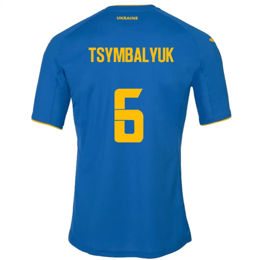 Danxen Barn Ukraina Maksym Tsymbalyuk #6 Blå Bortetrøye Drakt Trøye 24-26 Skjorter T-Skjorte