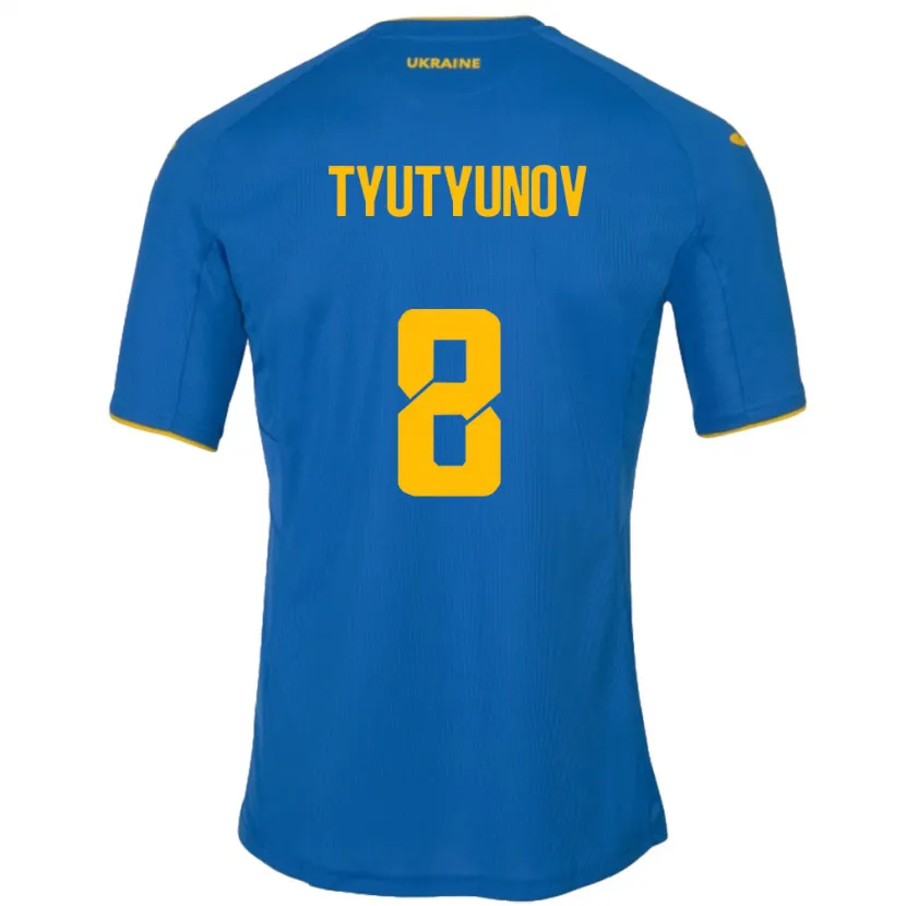 Danxen Barn Ukraina Vladyslav Tyutyunov #8 Blå Bortetrøye Drakt Trøye 24-26 Skjorter T-Skjorte