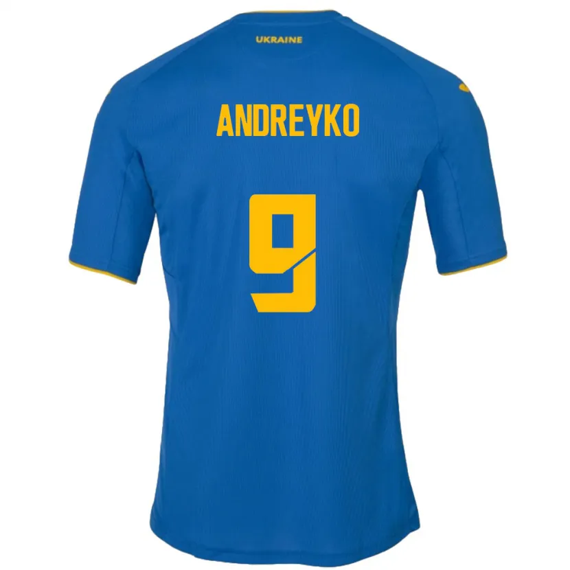 Danxen Barn Ukraina Ivan Andreyko #9 Blå Bortetrøye Drakt Trøye 24-26 Skjorter T-Skjorte