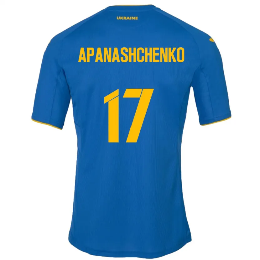 Danxen Barn Ukraina Daryna Apanashchenko #17 Blå Bortetrøye Drakt Trøye 24-26 Skjorter T-Skjorte