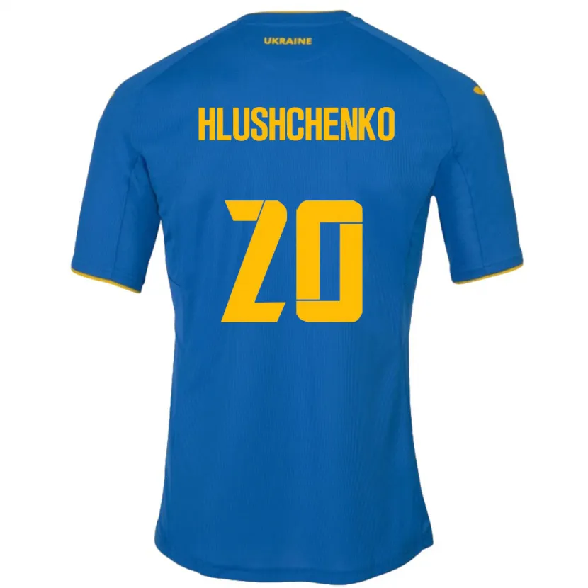 Danxen Barn Ukraina Inna Hlushchenko #20 Blå Bortetrøye Drakt Trøye 24-26 Skjorter T-Skjorte