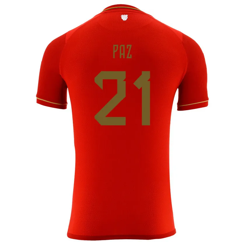 Danxen Barn Bolivia Luis Paz #21 Rød Bortetrøye Drakt Trøye 24-26 Skjorter T-Skjorte