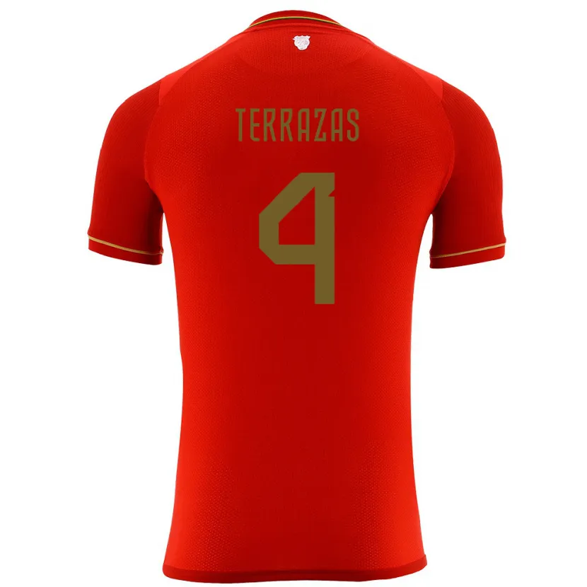 Danxen Barn Bolivia Sergio Terrazas #4 Rød Bortetrøye Drakt Trøye 24-26 Skjorter T-Skjorte