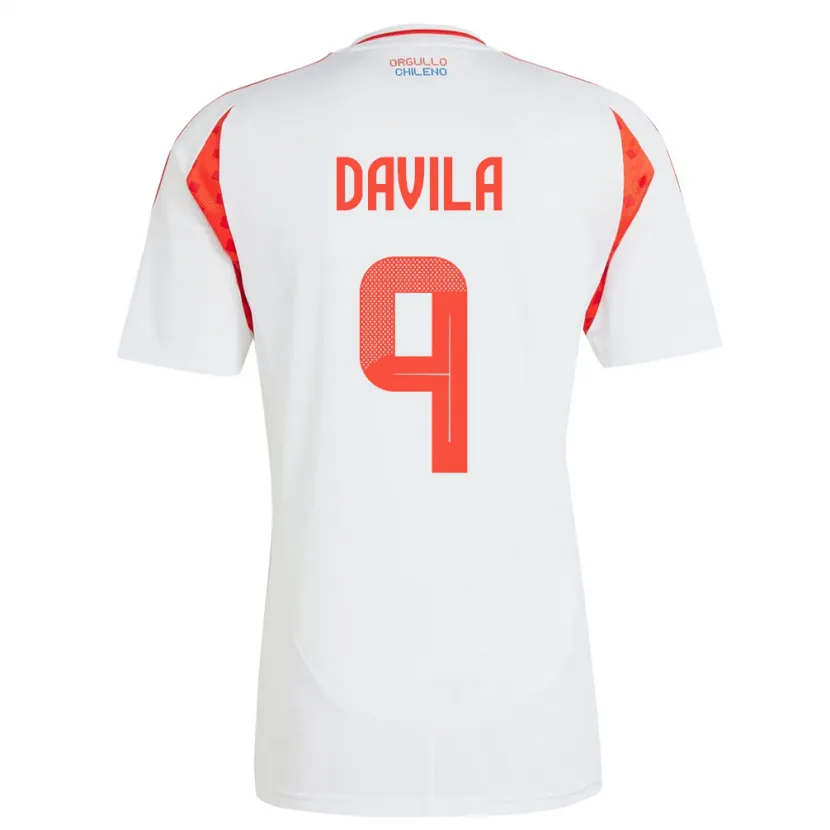 Danxen Barn Chile Víctor Dávila #9 Hvit Bortetrøye Drakt Trøye 24-26 Skjorter T-Skjorte