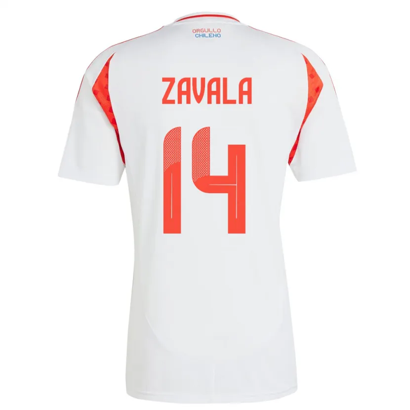 Danxen Barn Chile Cristián Zavala #14 Hvit Bortetrøye Drakt Trøye 24-26 Skjorter T-Skjorte