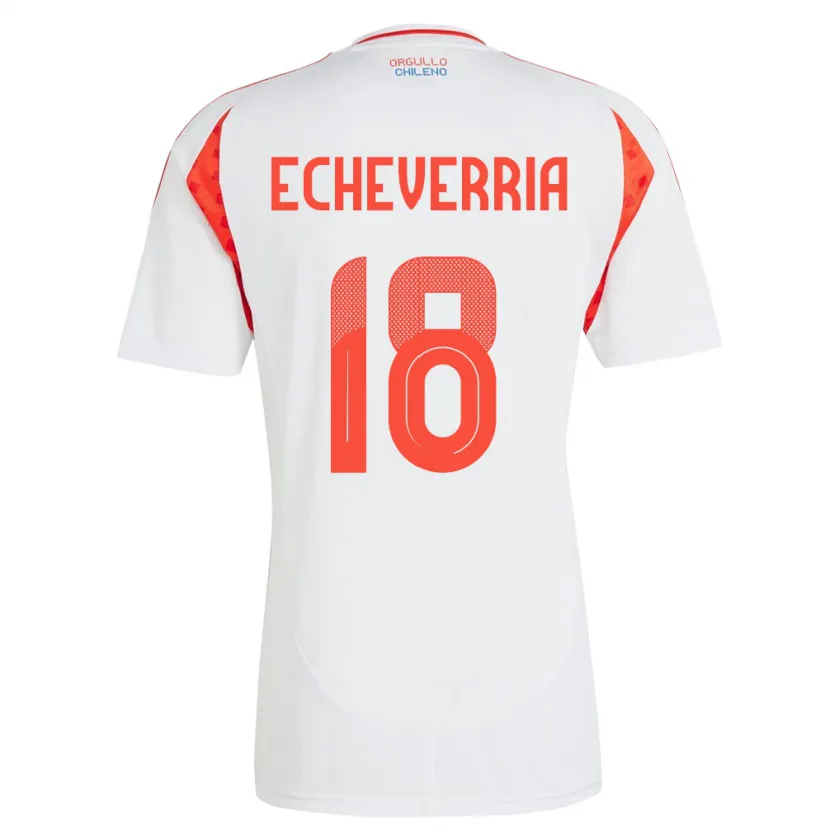 Danxen Barn Chile Rodrigo Echeverría #18 Hvit Bortetrøye Drakt Trøye 24-26 Skjorter T-Skjorte