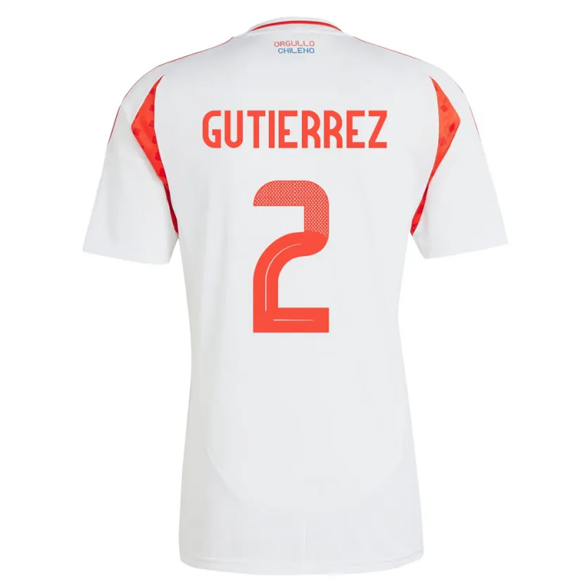 Danxen Barn Chile Joaquín Gutiérrez #2 Hvit Bortetrøye Drakt Trøye 24-26 Skjorter T-Skjorte