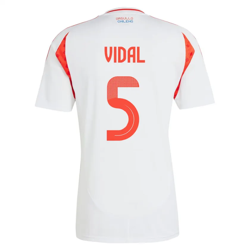 Danxen Barn Chile Valentín Vidal #5 Hvit Bortetrøye Drakt Trøye 24-26 Skjorter T-Skjorte