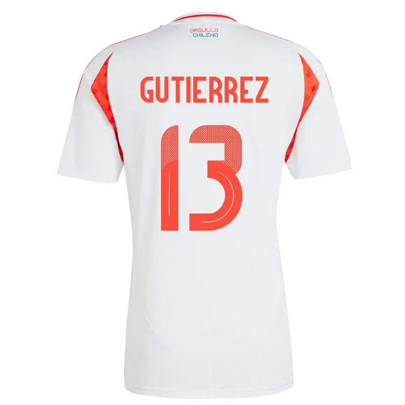 Danxen Barn Chile Daniel Gutiérrez #13 Hvit Bortetrøye Drakt Trøye 24-26 Skjorter T-Skjorte
