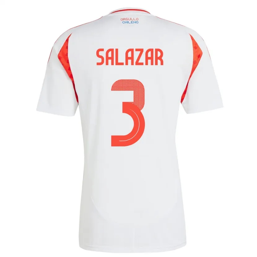 Danxen Barn Chile Yahir Salazar #3 Hvit Bortetrøye Drakt Trøye 24-26 Skjorter T-Skjorte