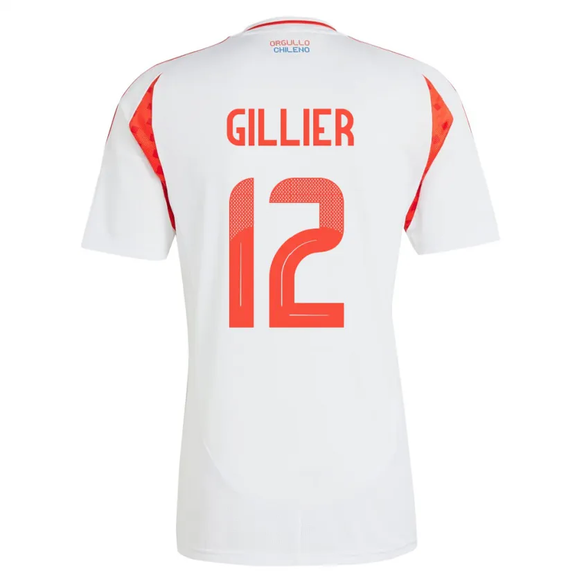 Danxen Barn Chile Thomas Gillier #12 Hvit Bortetrøye Drakt Trøye 24-26 Skjorter T-Skjorte
