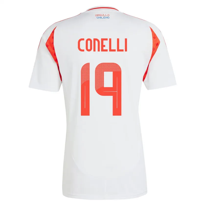 Danxen Barn Chile Vicente Conelli #19 Hvit Bortetrøye Drakt Trøye 24-26 Skjorter T-Skjorte