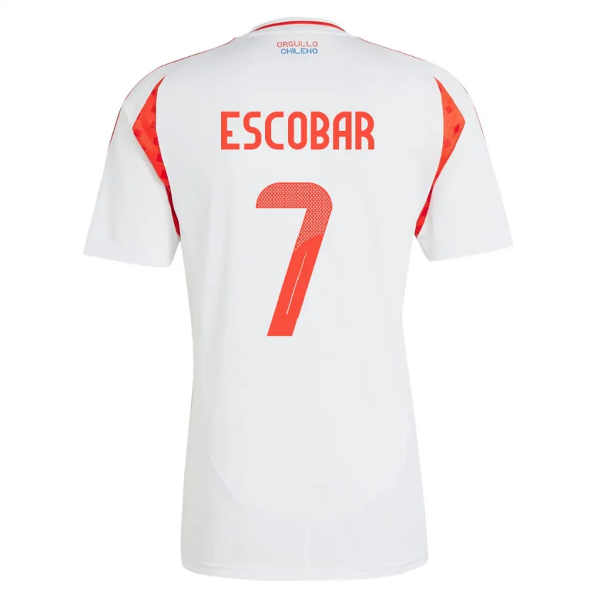 Danxen Barn Chile Bastián Escobar #7 Hvit Bortetrøye Drakt Trøye 24-26 Skjorter T-Skjorte