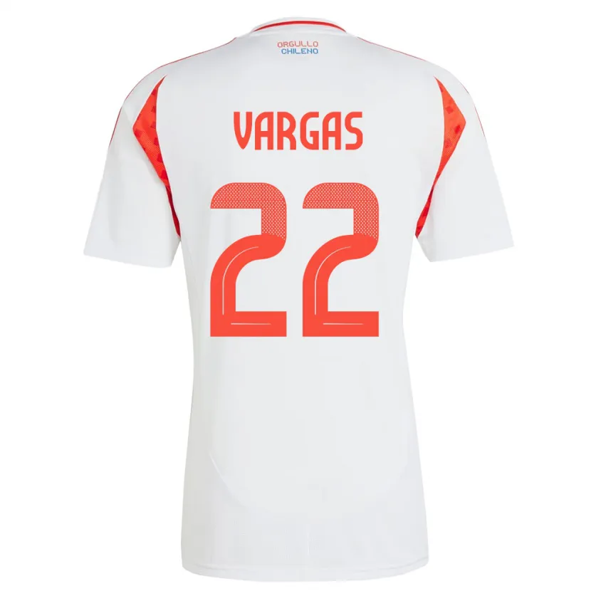 Danxen Barn Chile Diego Vargas #22 Hvit Bortetrøye Drakt Trøye 24-26 Skjorter T-Skjorte
