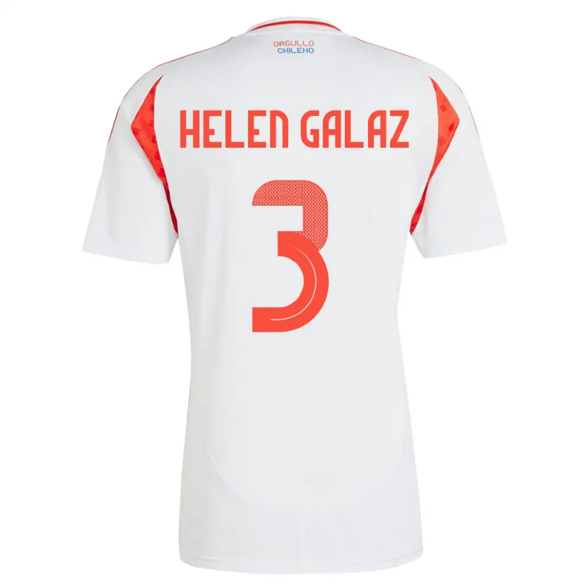 Danxen Barn Chile Su Helen Galaz #3 Hvit Bortetrøye Drakt Trøye 24-26 Skjorter T-Skjorte