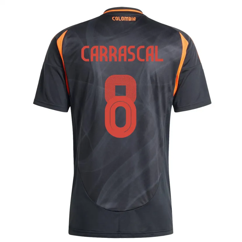 Danxen Barn Colombia Jorge Carrascal #8 Svart Bortetrøye Drakt Trøye 24-26 Skjorter T-Skjorte