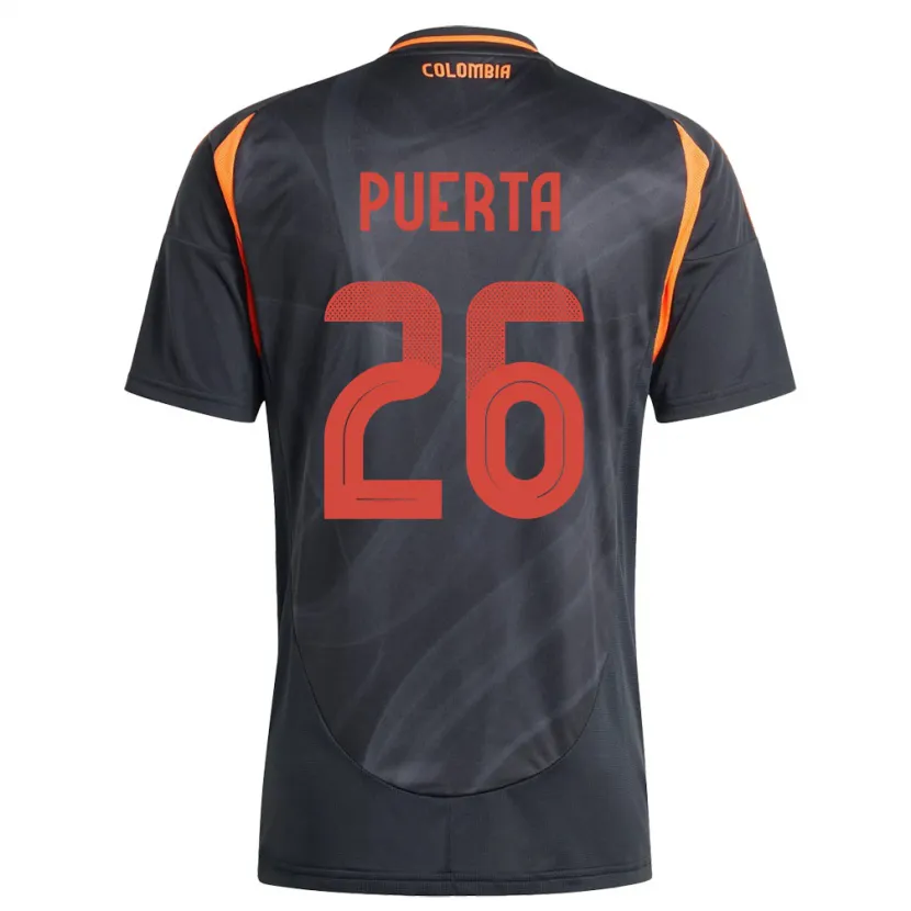 Danxen Barn Colombia Gustavo Puerta #26 Svart Bortetrøye Drakt Trøye 24-26 Skjorter T-Skjorte