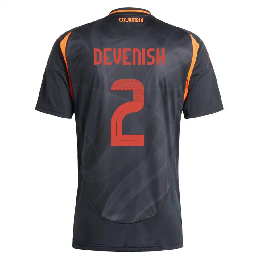 Danxen Barn Colombia Cristian Devenish #2 Svart Bortetrøye Drakt Trøye 24-26 Skjorter T-Skjorte
