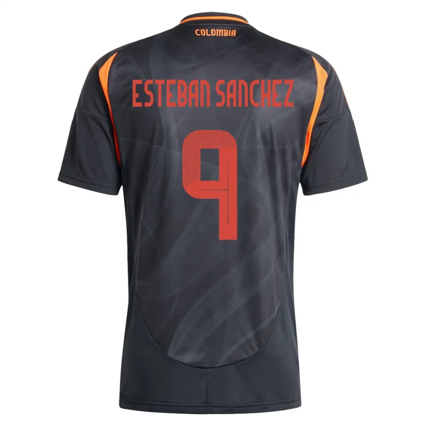 Danxen Barn Colombia Juan Esteban Sánchez #9 Svart Bortetrøye Drakt Trøye 24-26 Skjorter T-Skjorte