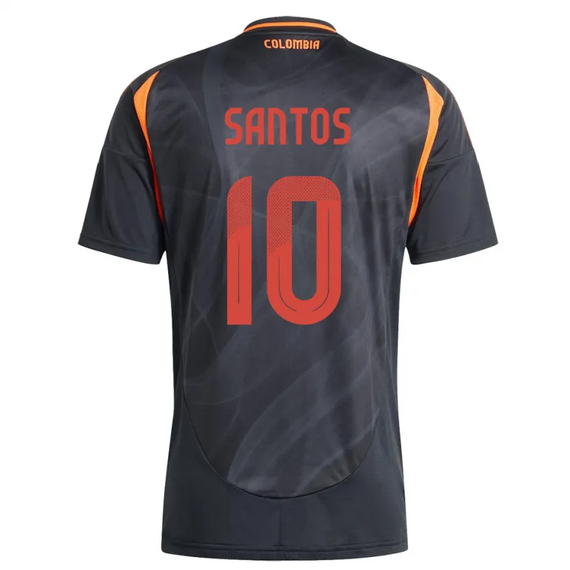 Danxen Barn Colombia Leicy Santos #10 Svart Bortetrøye Drakt Trøye 24-26 Skjorter T-Skjorte