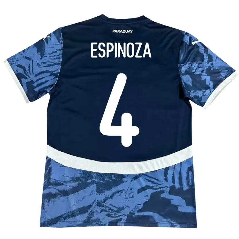 Danxen Barn Paraguay Matías Espinoza #4 Blå Bortetrøye Drakt Trøye 24-26 Skjorter T-Skjorte