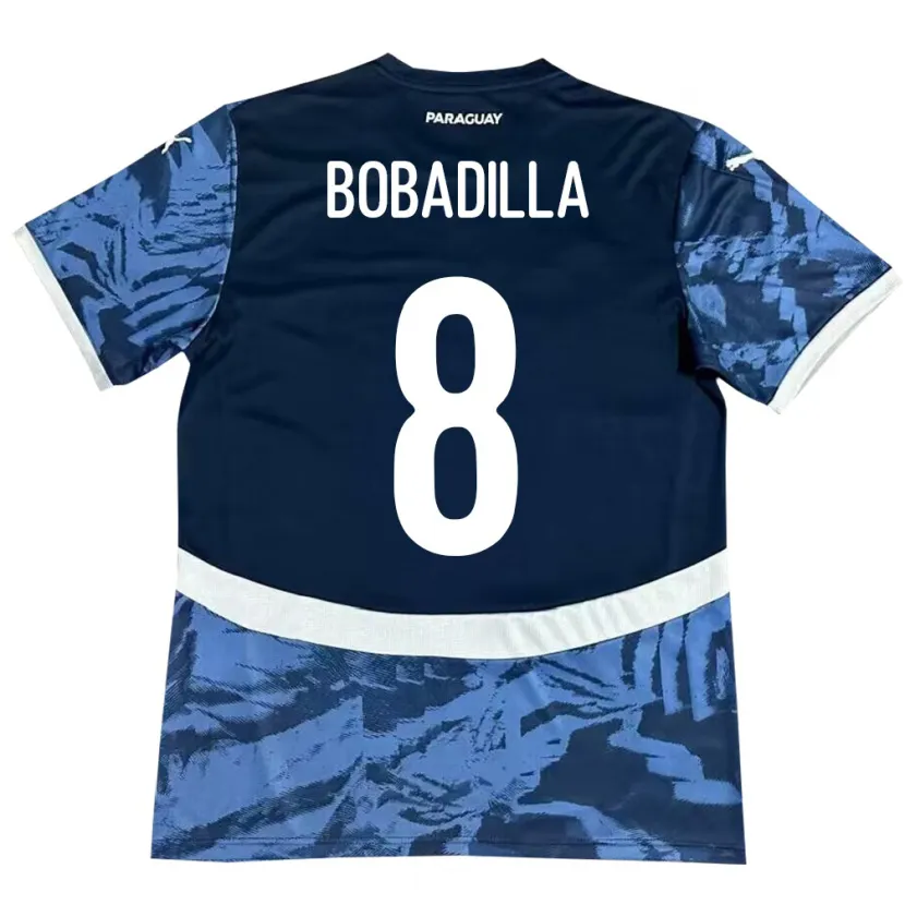 Danxen Barn Paraguay Damián Bobadilla #8 Blå Bortetrøye Drakt Trøye 24-26 Skjorter T-Skjorte