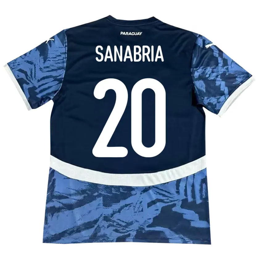 Danxen Barn Paraguay Tobías Sanabria #20 Blå Bortetrøye Drakt Trøye 24-26 Skjorter T-Skjorte