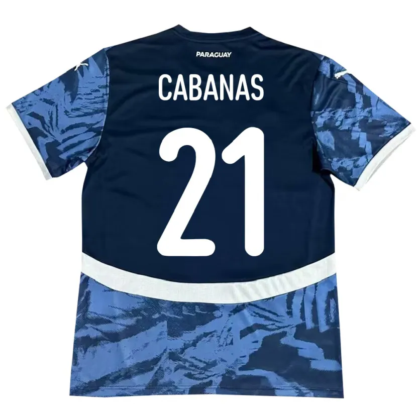 Danxen Barn Paraguay Víctor Cabañas #21 Blå Bortetrøye Drakt Trøye 24-26 Skjorter T-Skjorte