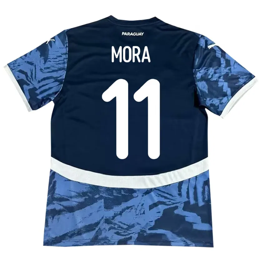 Danxen Barn Paraguay Jorge Mora #11 Blå Bortetrøye Drakt Trøye 24-26 Skjorter T-Skjorte