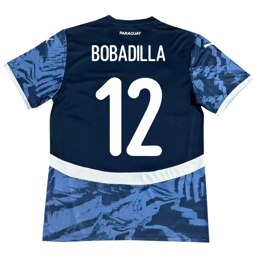 Danxen Barn Paraguay Alicia Bobadilla #12 Blå Bortetrøye Drakt Trøye 24-26 Skjorter T-Skjorte