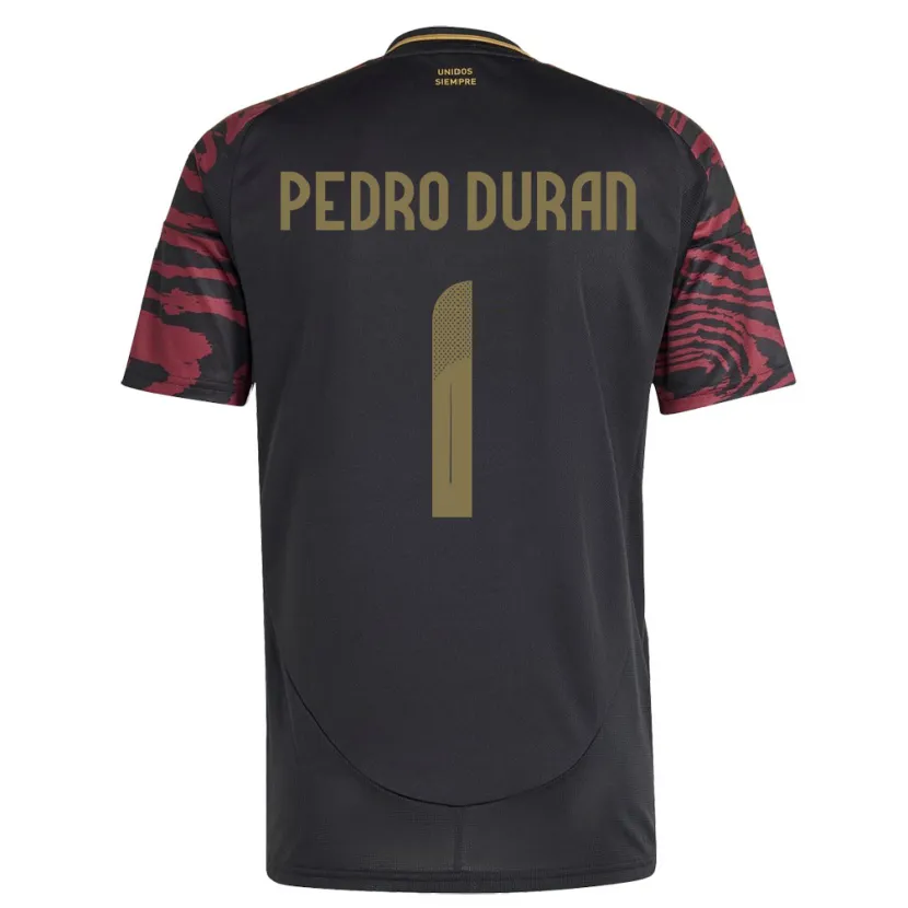 Danxen Barn Peru Juan Pedro Durán #1 Svart Bortetrøye Drakt Trøye 24-26 Skjorter T-Skjorte