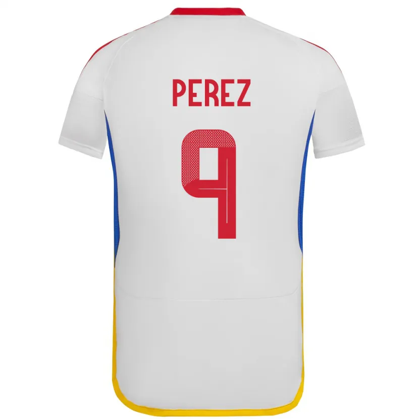 Danxen Barn Venezuela Daniel Pérez #9 Hvit Bortetrøye Drakt Trøye 24-26 Skjorter T-Skjorte